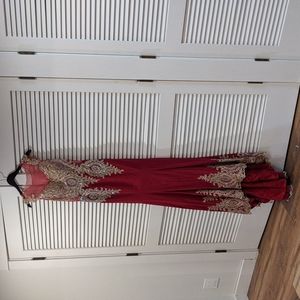 Custom red beaded gown - size 6